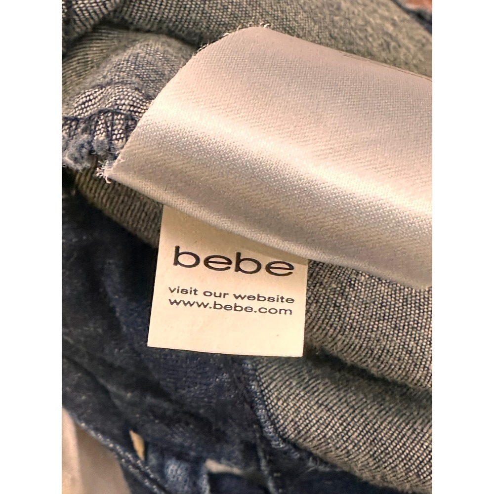bebe Dark Blue Denim V-Neck Jumpsuit - Picture 12 of 16